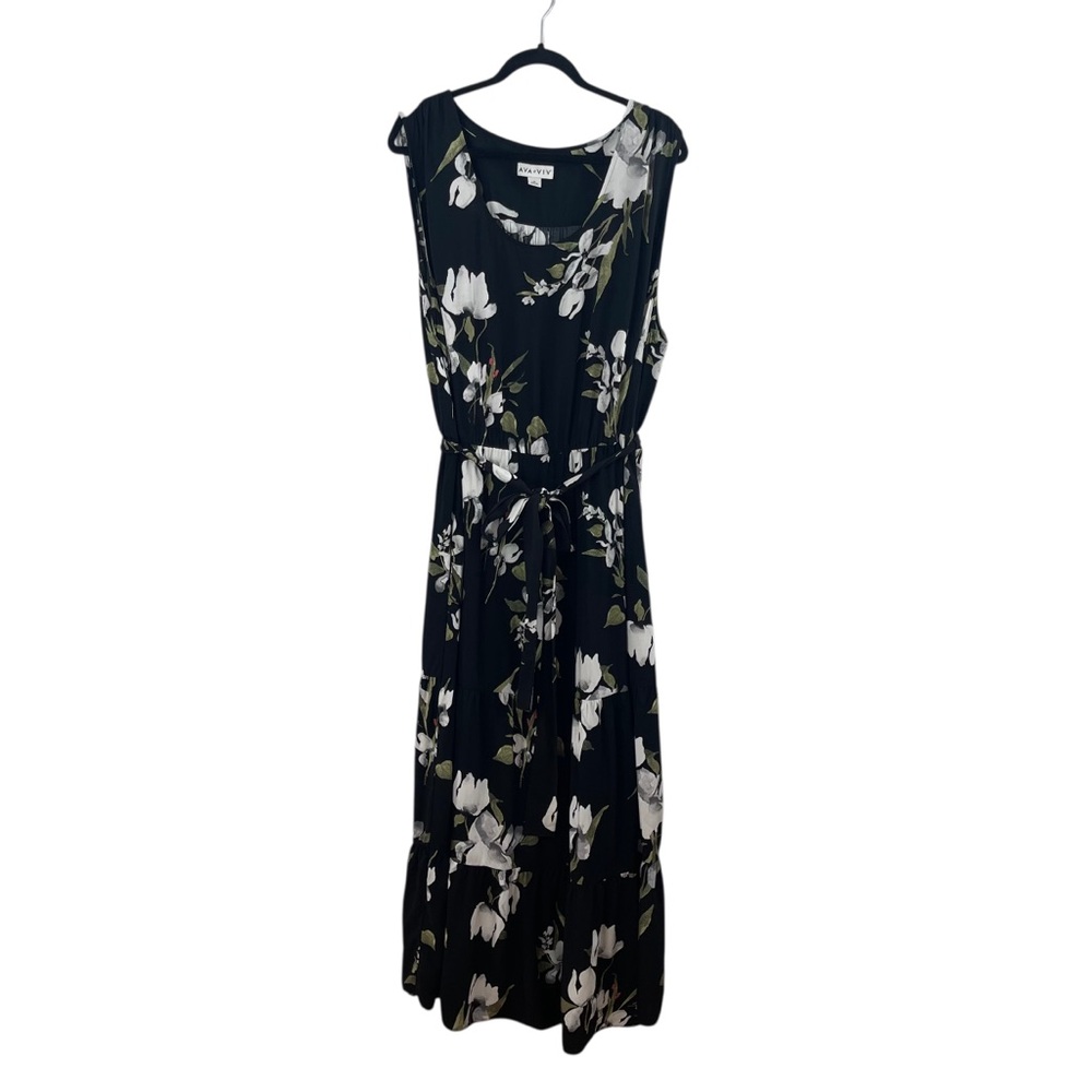 Ava & Viv Floral Sleeveless Maxi Dress - Black and White Sz. 3x - Picture 4 of 9